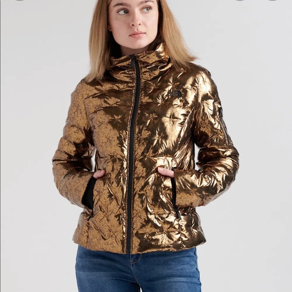 north face gold puffer jacket